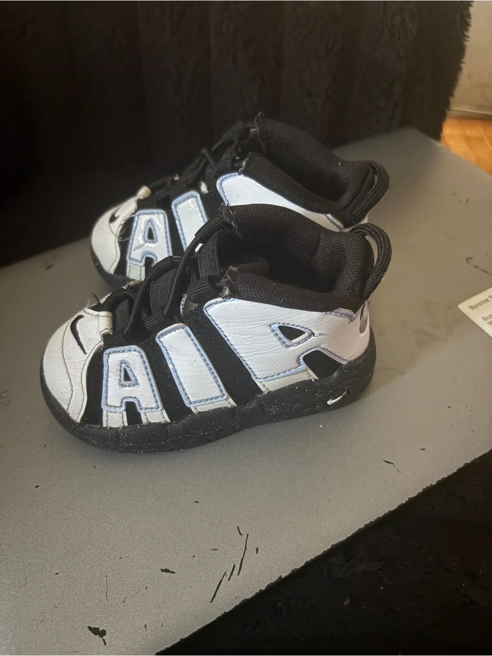 Nike Kids Black and White Swoosh Strap Sneakers